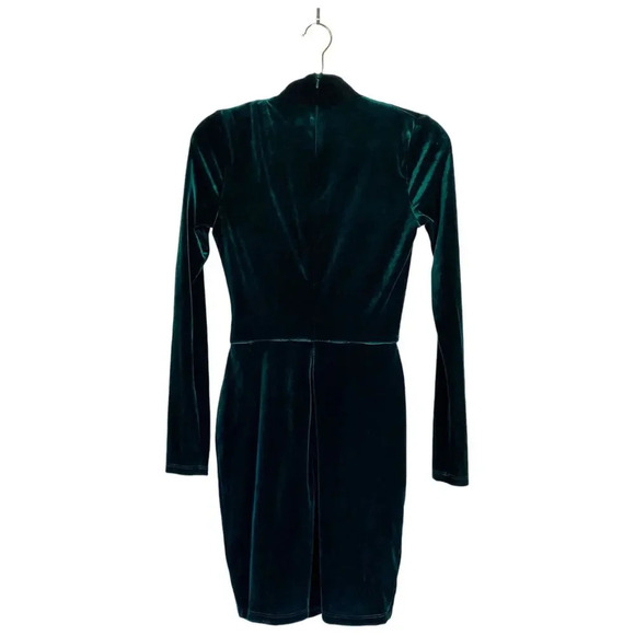 NWOT BLACK HALO Dark Green Briar Velvet Mini Dress Size 2 Holiday Faux Wrap - Picture 4 of 8